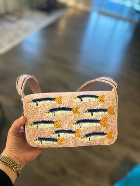 Pink Beaded Sardine Crossbody Bag